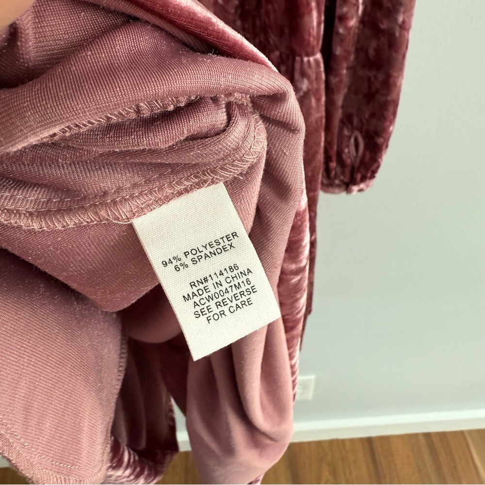 Adyson Parker | Women’s Crushed Velvet Pink Mauve Tiered L/S Stretchy Mini Dress - Picture 6 of 9